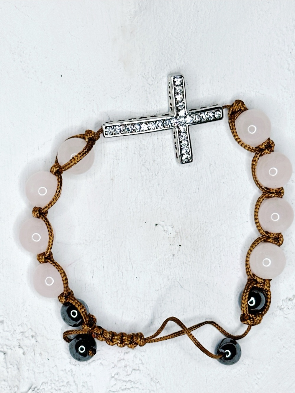 5882u. Stone Cross Adjustable Bracelet